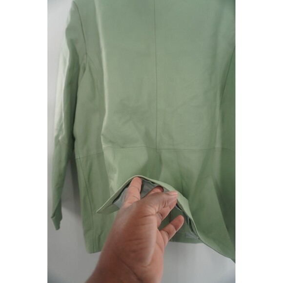 Terry Lewis Classic Luxuries 100% Genuine Leather Zip Jacket Seafoam Green Sz L - Picture 5 of 9